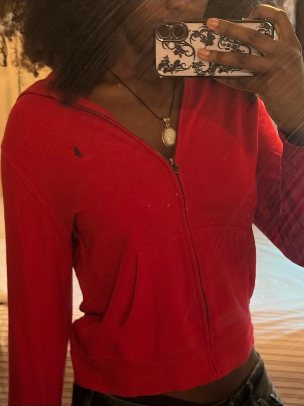 Ralph Lauren Bright Red Zip Hoodie with Polo Logo
